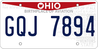 OH license plate GQJ7894