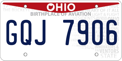 OH license plate GQJ7906