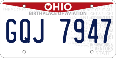 OH license plate GQJ7947