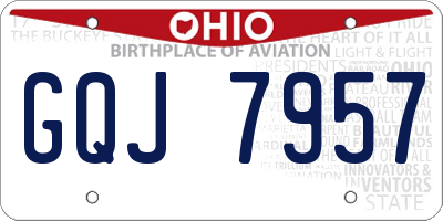 OH license plate GQJ7957
