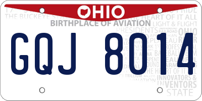 OH license plate GQJ8014