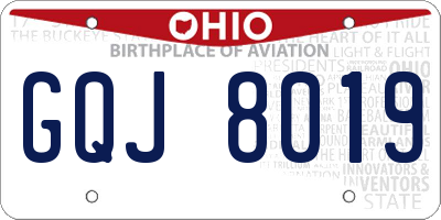 OH license plate GQJ8019