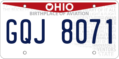 OH license plate GQJ8071