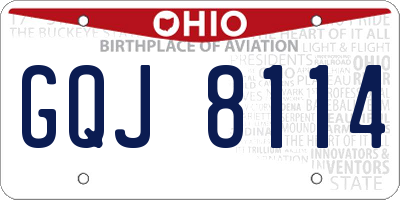 OH license plate GQJ8114