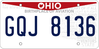 OH license plate GQJ8136
