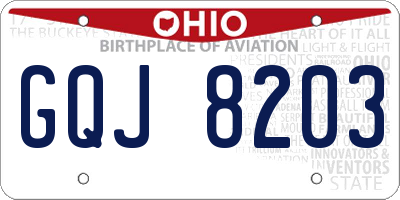 OH license plate GQJ8203