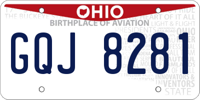 OH license plate GQJ8281