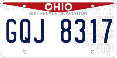OH license plate GQJ8317