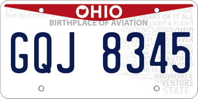 OH license plate GQJ8345