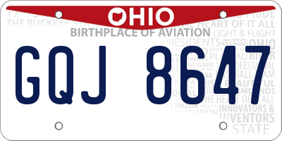OH license plate GQJ8647