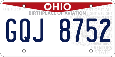 OH license plate GQJ8752