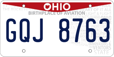 OH license plate GQJ8763