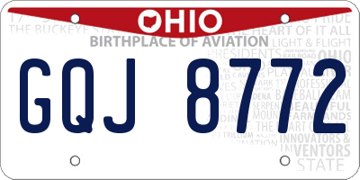 OH license plate GQJ8772