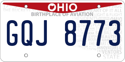 OH license plate GQJ8773