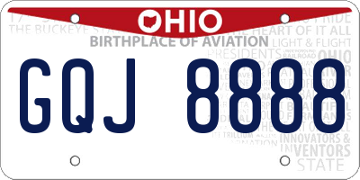 OH license plate GQJ8888