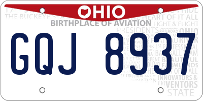 OH license plate GQJ8937