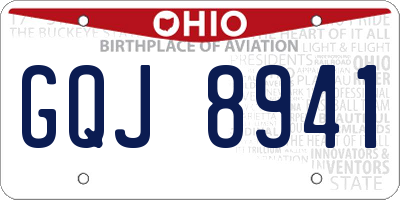 OH license plate GQJ8941