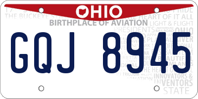 OH license plate GQJ8945