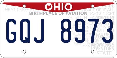 OH license plate GQJ8973