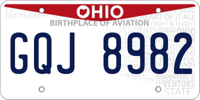 OH license plate GQJ8982