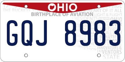 OH license plate GQJ8983