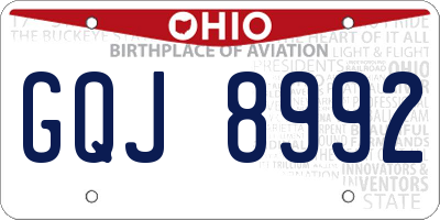 OH license plate GQJ8992