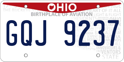 OH license plate GQJ9237