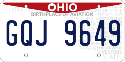 OH license plate GQJ9649
