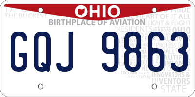 OH license plate GQJ9863