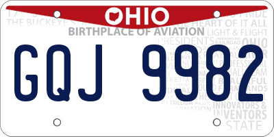OH license plate GQJ9982