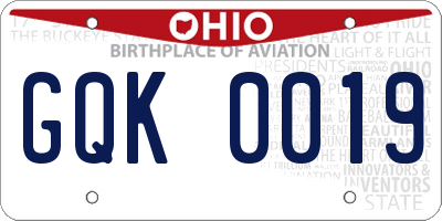 OH license plate GQK0019