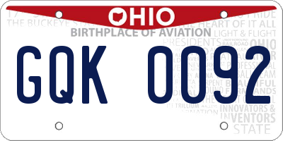 OH license plate GQK0092