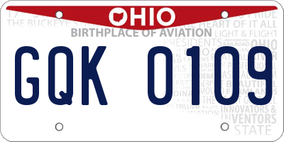 OH license plate GQK0109