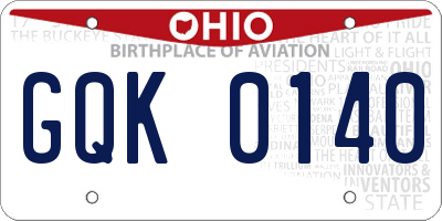 OH license plate GQK0140