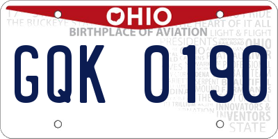 OH license plate GQK0190