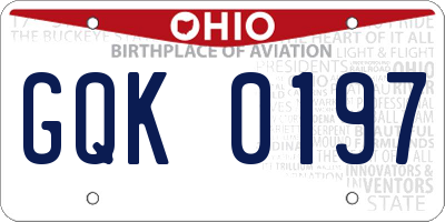 OH license plate GQK0197