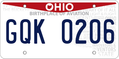 OH license plate GQK0206