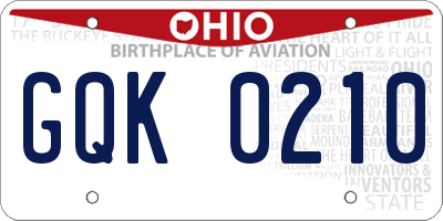OH license plate GQK0210