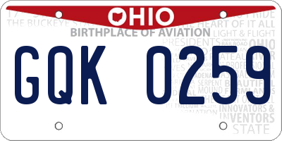 OH license plate GQK0259