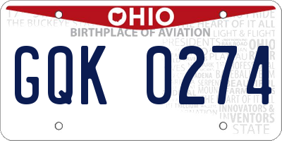 OH license plate GQK0274