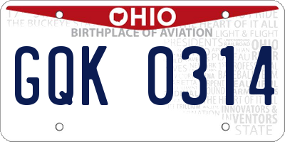 OH license plate GQK0314