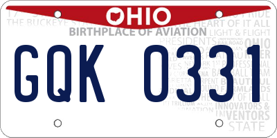 OH license plate GQK0331