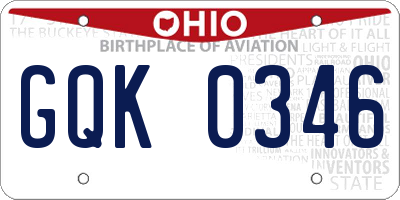 OH license plate GQK0346
