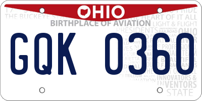 OH license plate GQK0360