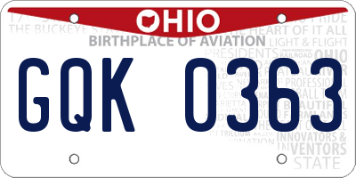 OH license plate GQK0363