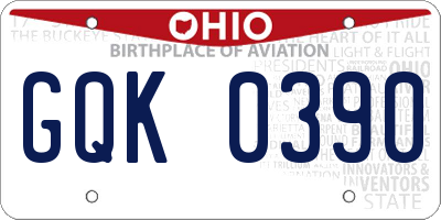 OH license plate GQK0390
