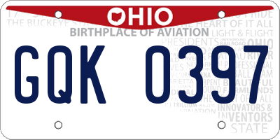 OH license plate GQK0397