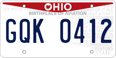 OH license plate GQK0412