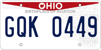 OH license plate GQK0449