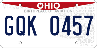 OH license plate GQK0457